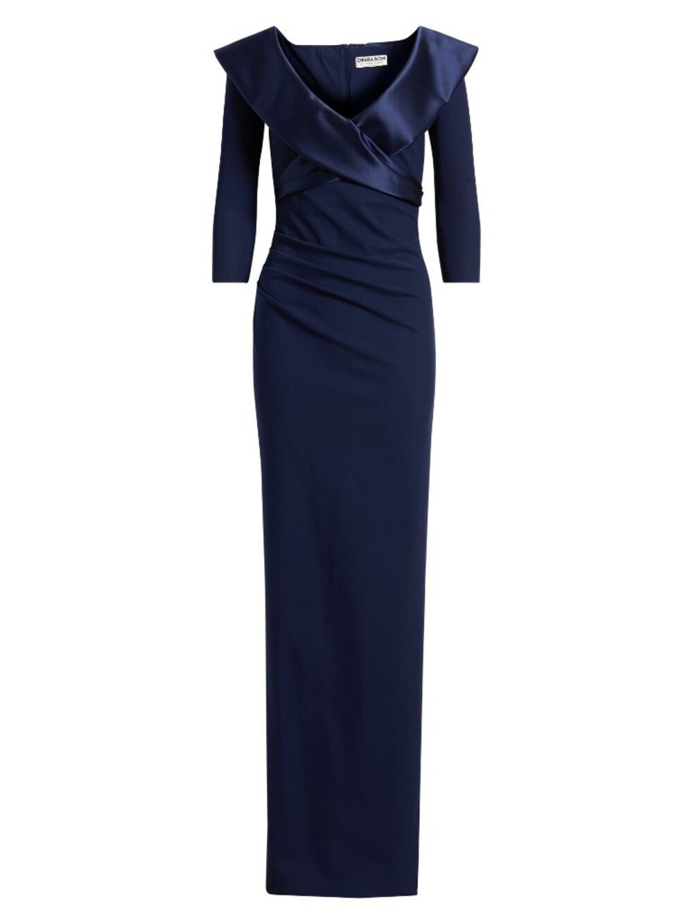 🆕CHIARA BONI Suli Ra Wrap Column Gown Dress 6 Navy Blue - Picture 5 of 12